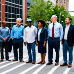**

"A diverse group of community members participating in a public forum about urban planning, discussing policy and its impact, fully clothed, professional environment, safe for work, appropriate content, perfect anatomy, natural proportions, high quality, modest attire, family-friendly."

**