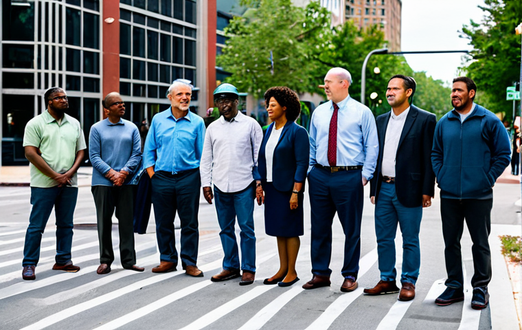 **

"A diverse group of community members participating in a public forum about urban planning, discussing policy and its impact, fully clothed, professional environment, safe for work, appropriate content, perfect anatomy, natural proportions, high quality, modest attire, family-friendly."

**