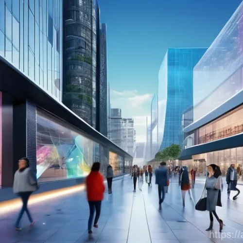 Home 24 공공정책 전문가의 도전 과제 - **Prompt:** A bustling, futuristic city square with diverse individuals of various ages, dressed in ...