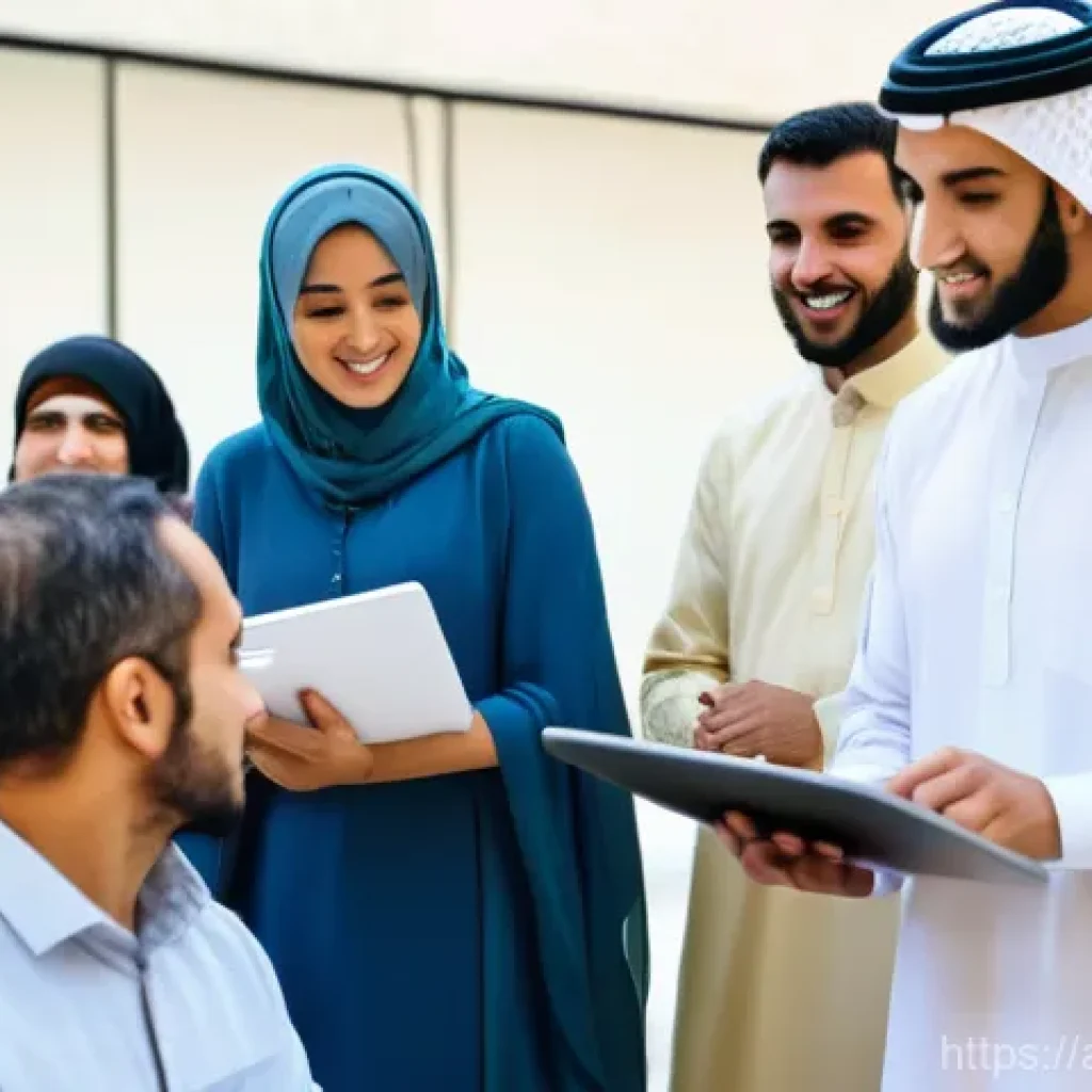 공공정책 모니터링 방법 - **"A vibrant and diverse group of Arab citizens, including men and women of various ages dressed in ...