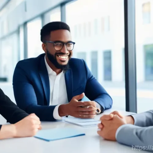 Home 22 공공정책 전문가 필수 소프트 스킬 - **"A vibrant and diverse group of five adults, men and women, dressed in modest, contemporary busine...