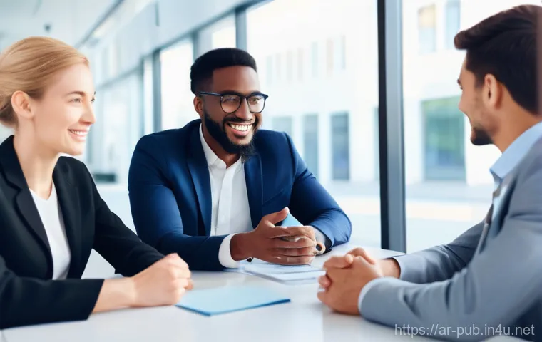 공공정책 전문가 필수 소프트 스킬 - **"A vibrant and diverse group of five adults, men and women, dressed in modest, contemporary busine...