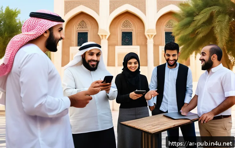 공공정책 분야에서의 창업 아이디어 - A vibrant community social media discussion group scene set in a Middle Eastern urban environment, f...