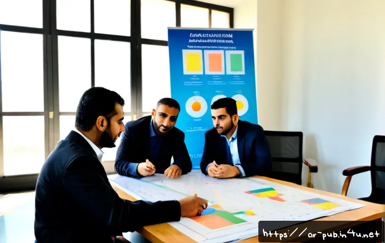 공공정책 업무 프로세스 - Photorealistic public policy workflow meeting in a modern municipal office in an Arab city, diverse ...